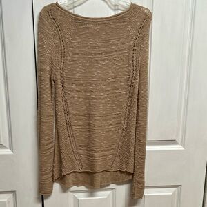 Vintage America Tan Long Boatneck Drop Sleeve Knit Top Size S